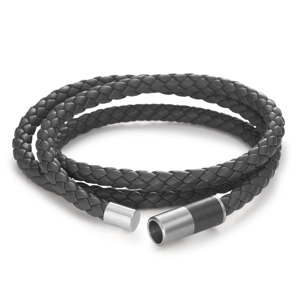 Armband Leder, Titanium, Carbon 21 cm Ø6 mm