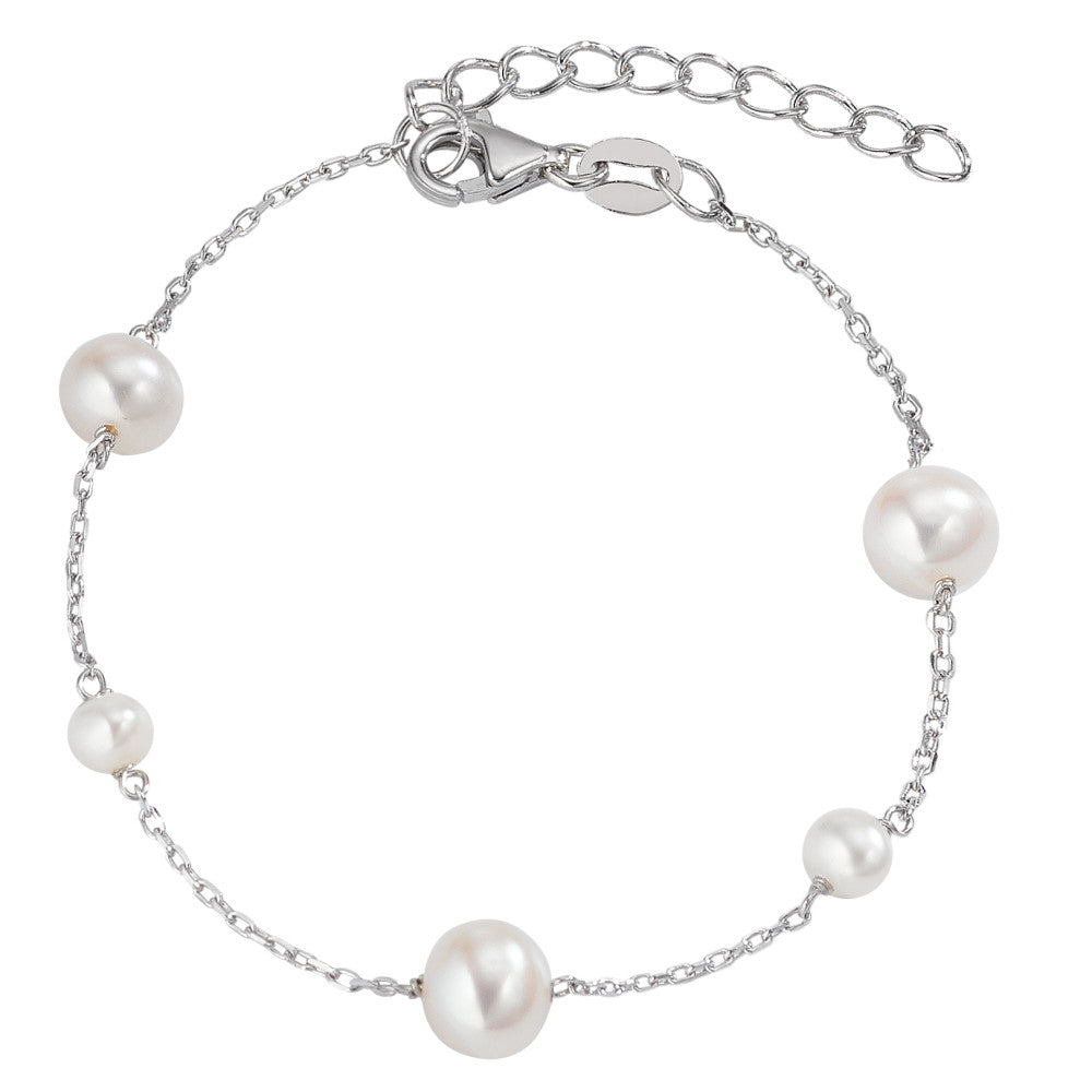 Bracelet Argent Rhodié perle d'eau douce 16-18 cm