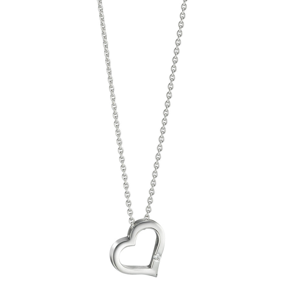 Collier Or blanc 18K Diamant 0.015 ct, w-si Coeur 40-42 cm