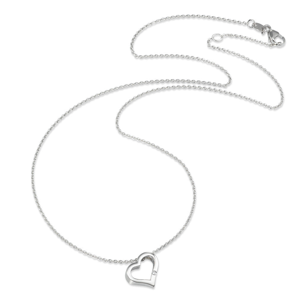 Collier 750/18K krt witgoud Diamant 0.015 ct, w-si Hart 40-42 cm