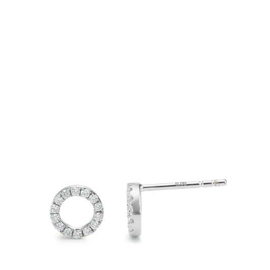 Clous d'oreilles Or blanc 18K Diamant 0.12 ct, 28 Pierres, w-si Ø6 mm
