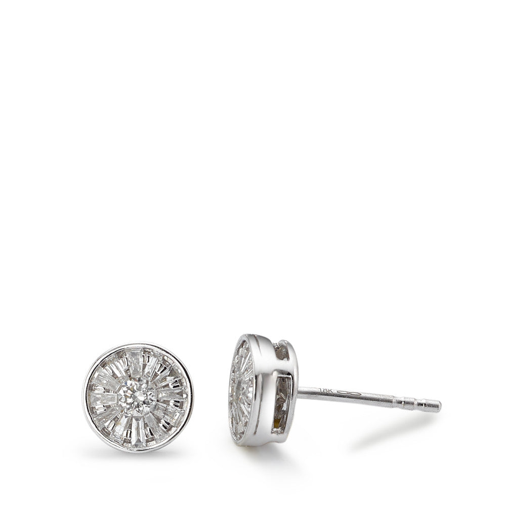 Oorknoppen 750/18K krt witgoud Diamant 0.33 ct, 26 Steen, w-si Ø6.5 mm