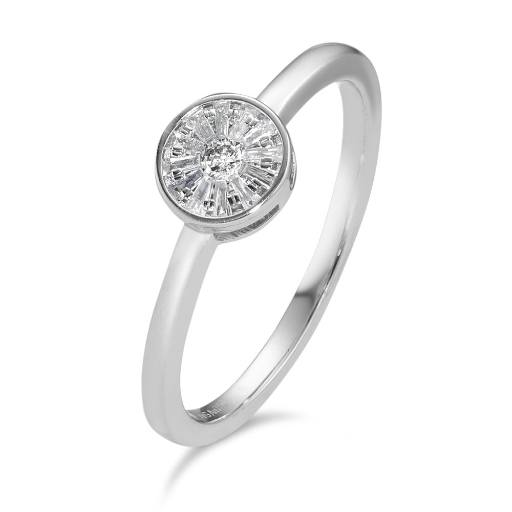 Bague solitaire Or blanc 18K Diamant 0.15 ct, 13 Pierres, w-si