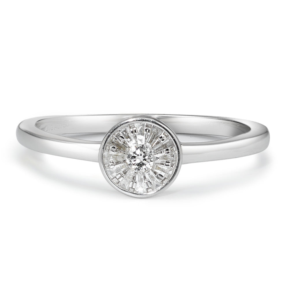 Solitaire ring 750/18K krt witgoud Diamant 0.15 ct, 13 Steen, w-si