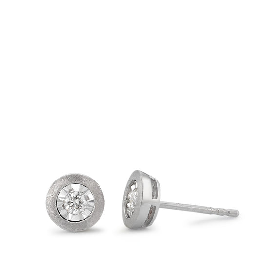 Clous d'oreilles Or blanc 18K Diamant 0.10 ct, 2 Pierres, w-si Ø6 mm