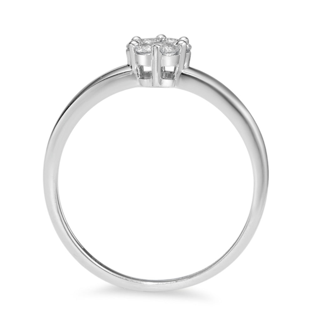 Bague solitaire Or blanc 18K Diamant 0.20 ct, 7 Pierres, w-si