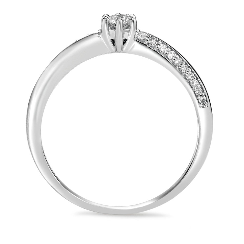 Solitaire ring 750/18K krt witgoud Diamant 0.15 ct, 21 Steen, w-si