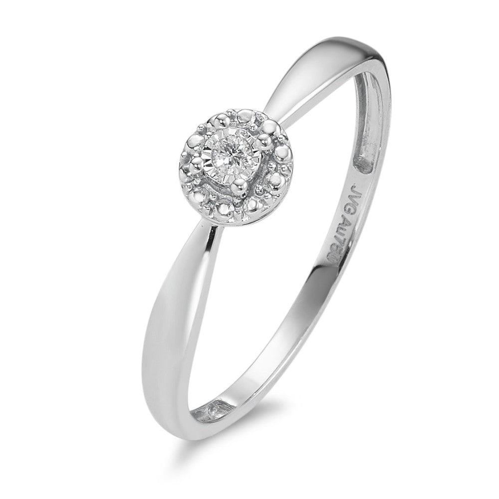 Solitaire ring 750/18K krt witgoud Diamant 0.02 ct, w-si