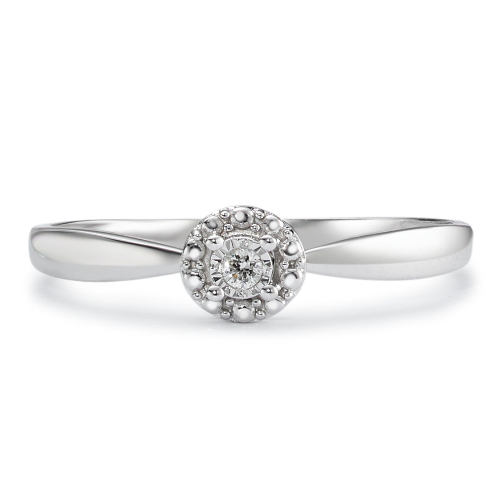 Solitaire ring 750/18K krt witgoud Diamant 0.02 ct, w-si