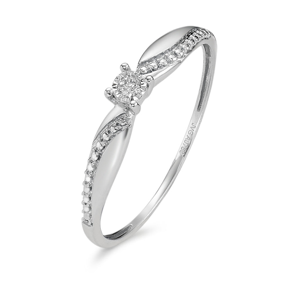 Solitär Ring 750/18 K Weissgold Diamant 0.02 ct, w-si