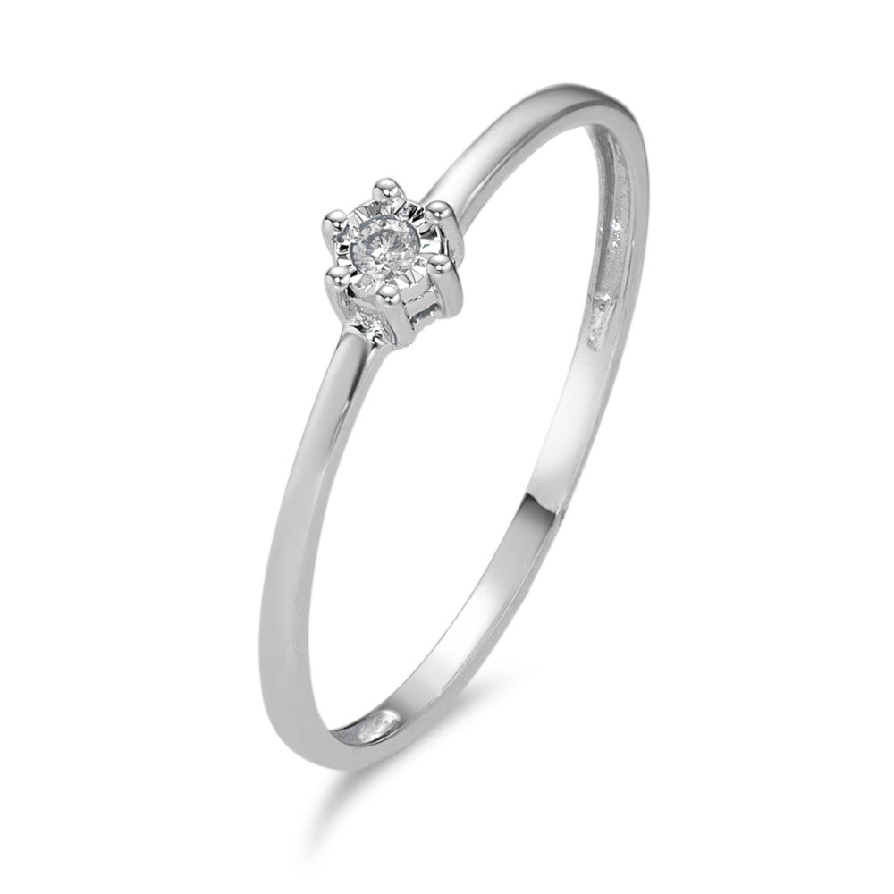 Solitaire ring 750/18K krt witgoud Diamant 0.02 ct, w-si