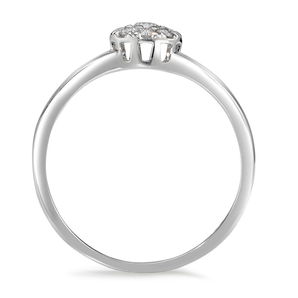 Solitaire ring 750/18K krt witgoud Diamant 0.17 ct, 9 Steen, w-si