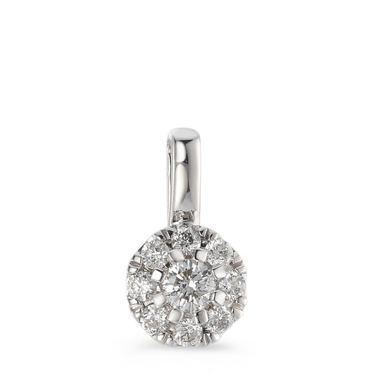 Pendentif Or blanc 18K Diamant 0.20 ct, 9 Pierres, w-si Ø6.5 mm