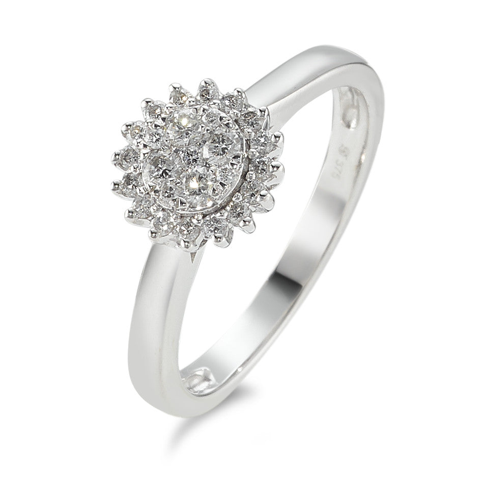 Fingerring 375/9 K Weissgold Diamant 0.30 ct, 25 Steine, w-pi3