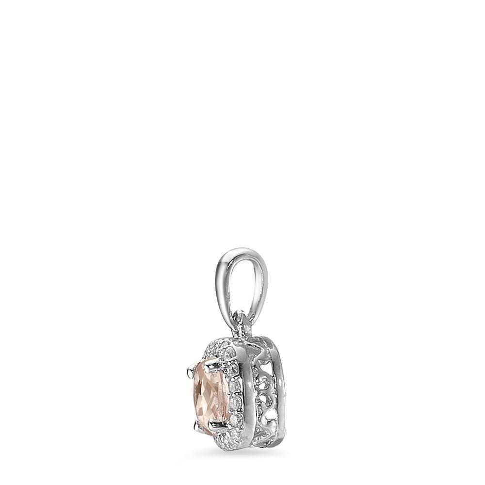 Hanger 375/9 krt witgoud Morganiet Champagne, 0.35 ct, [rund], Diamant wit, 0.06 ct, 20 Steen, w-pi3 Ø6.5 mm