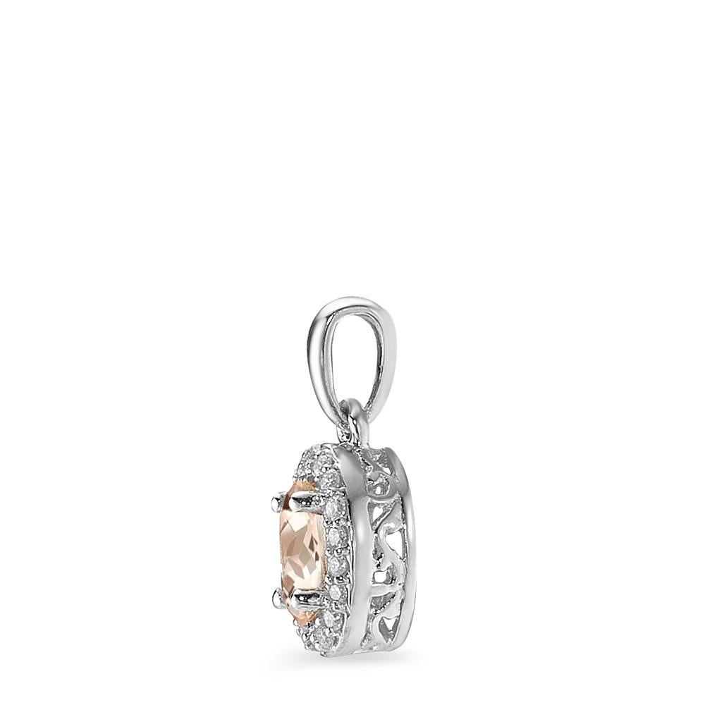 Anhänger 375/9 K Weissgold Morganit champagner, 0.36 ct, oval, Diamant weiss, 0.06 ct, 18 Steine, w-pi3