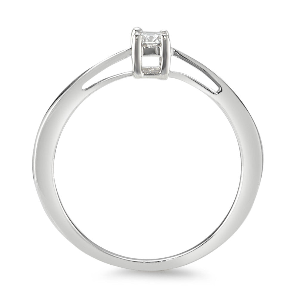 Solitär Ring 750/18 K Weissgold Diamant 0.10 ct, w-si