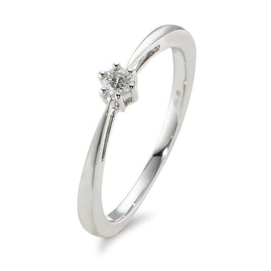 Bague solitaire Or blanc 18K Diamant 0.10 ct, w-si