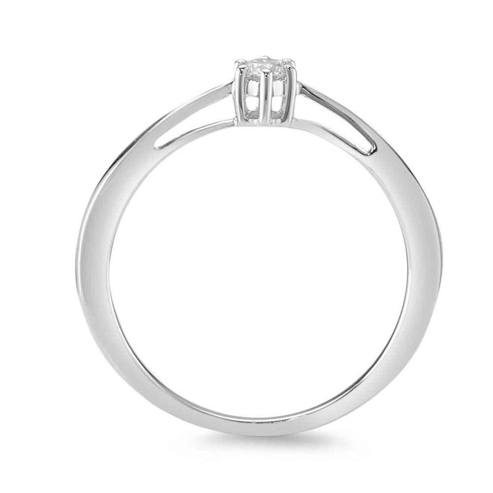 Solitär Ring 750/18 K Weissgold Diamant 0.10 ct, w-si