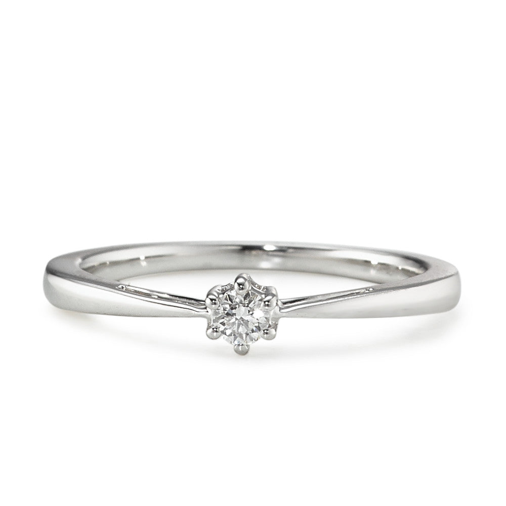 Solitär Ring 750/18 K Weissgold Diamant 0.10 ct, w-si