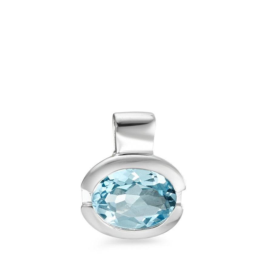 Pendentif Or blanc 18K Topaze bleu