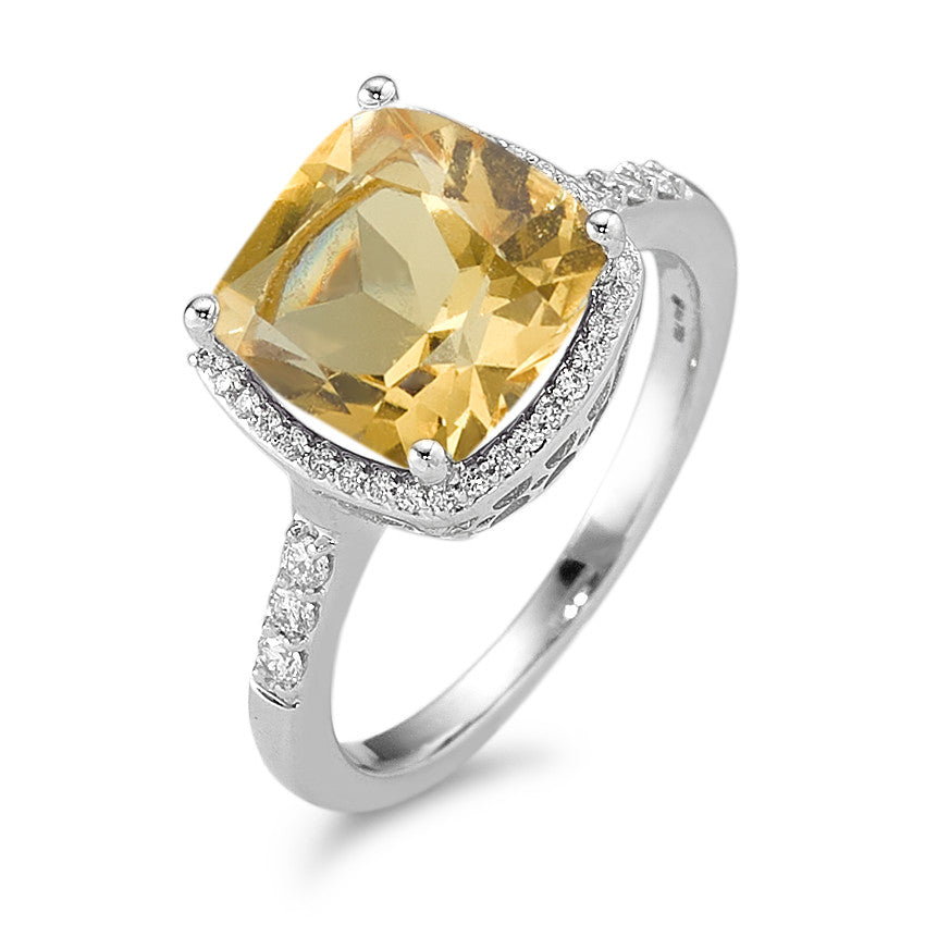 Ring 750/18K krt witgoud Citrien gouden, Diamant wit, 0.20 ct, 42 Steen, w-pi3 Ø11 mm