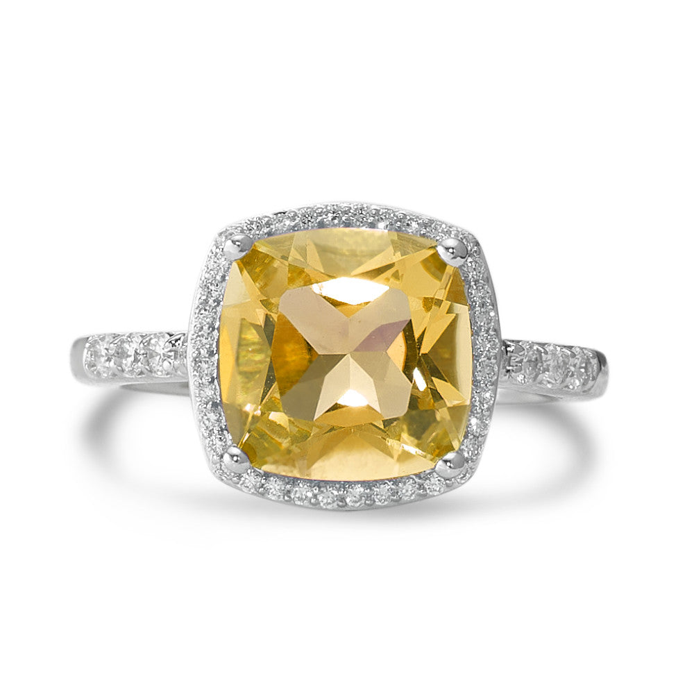 Ring 750/18K krt witgoud Citrien gouden, Diamant wit, 0.20 ct, 42 Steen, w-pi3 Ø11 mm