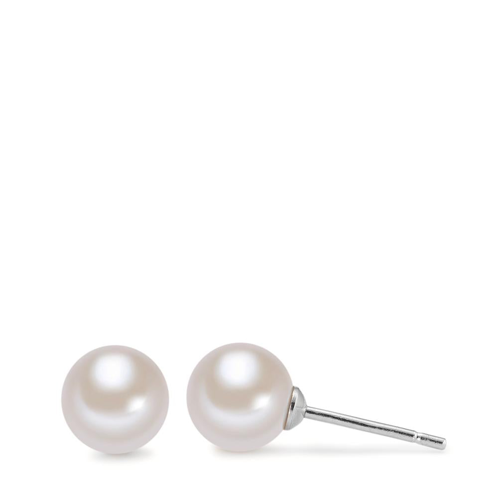 Clous d'oreilles Or blanc 18K perle d'eau douce