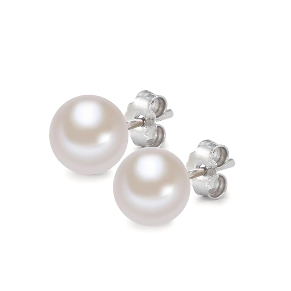 Clous d'oreilles Or blanc 18K perle d'eau douce