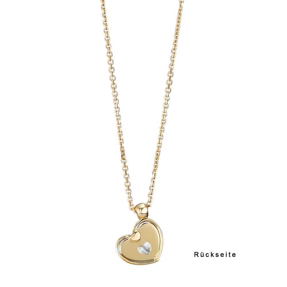 Collier 750/18 krt geel goud Parelmoer Hart 42 cm