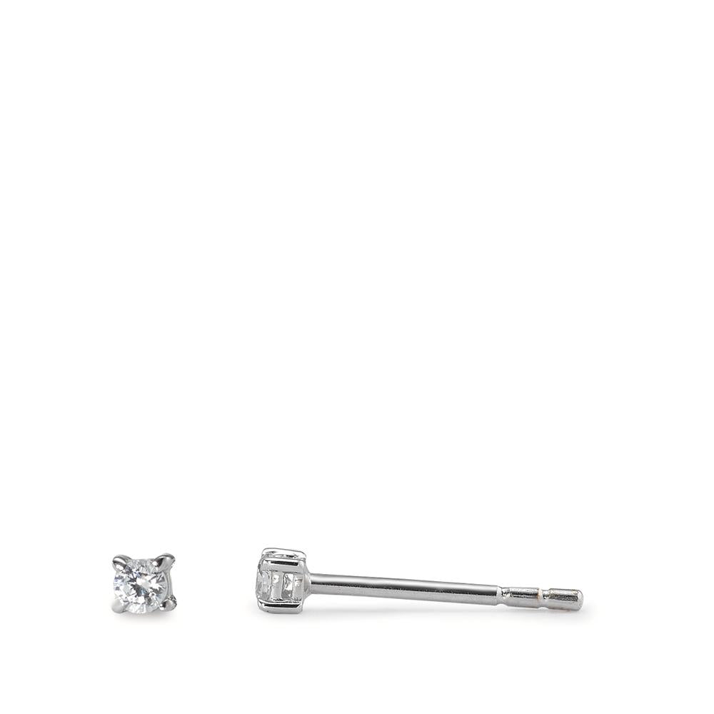 Clous d'oreilles Or blanc 18K Zircone 2 Pierres Ø2 mm