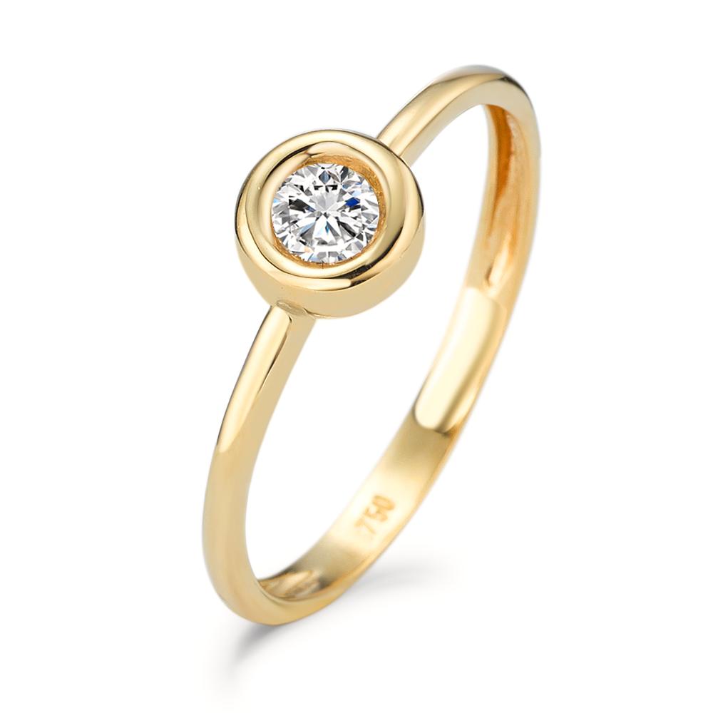 Solitaire ring 750/18 krt geel goud Zirkonia