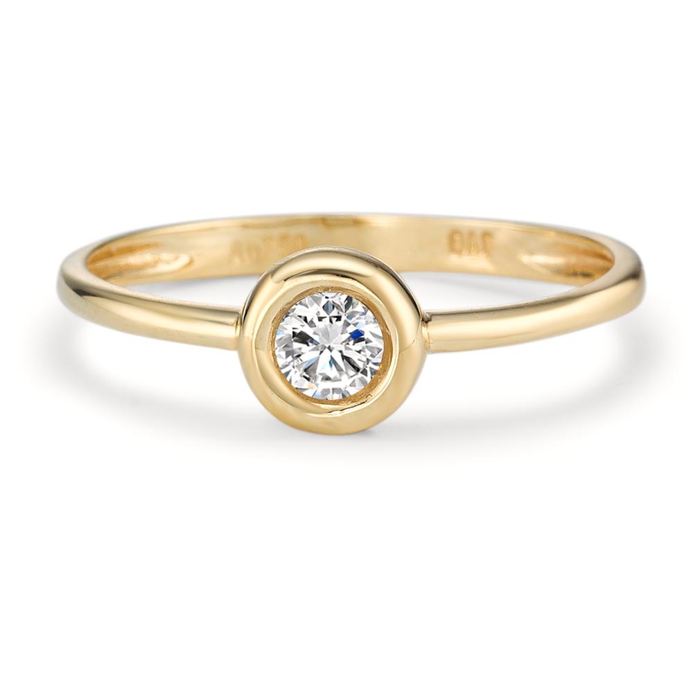 Bague solitaire Or jaune 18K Zircone