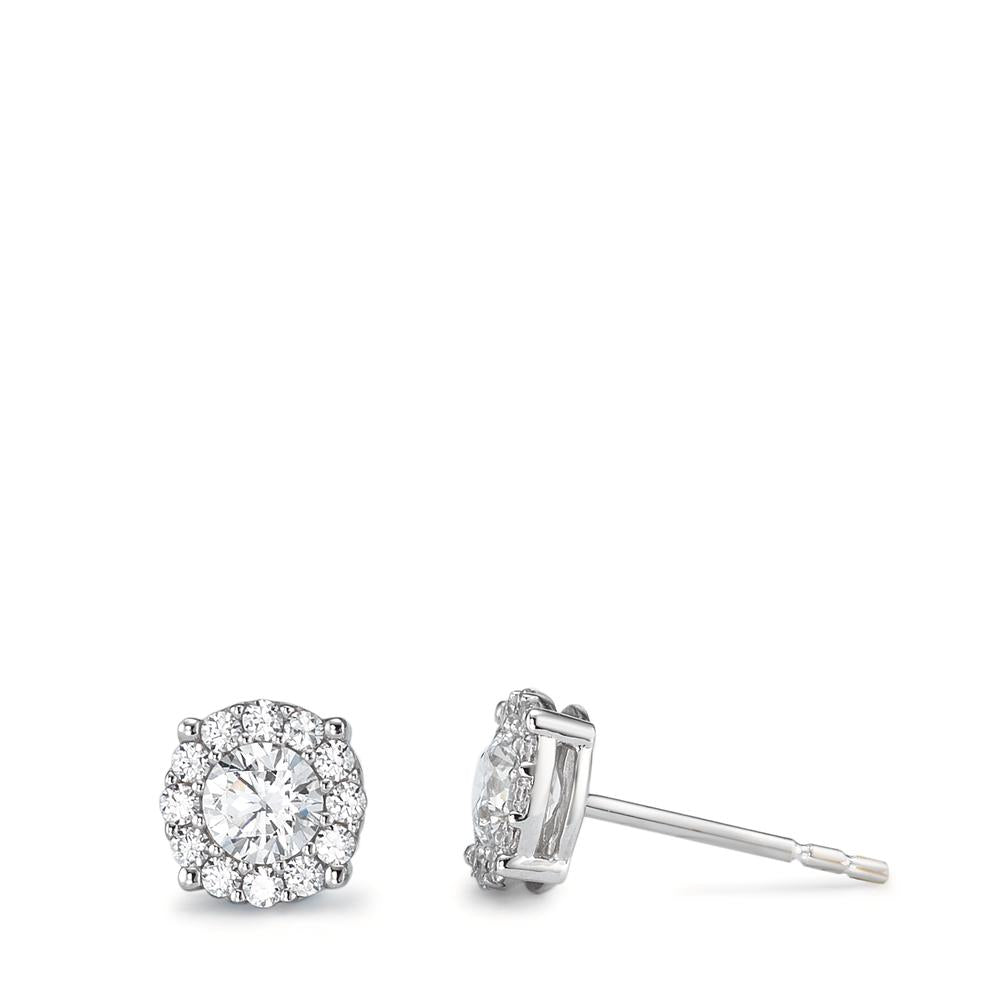 Clous d'oreilles Or blanc 18K Zircone Ø6.5 mm