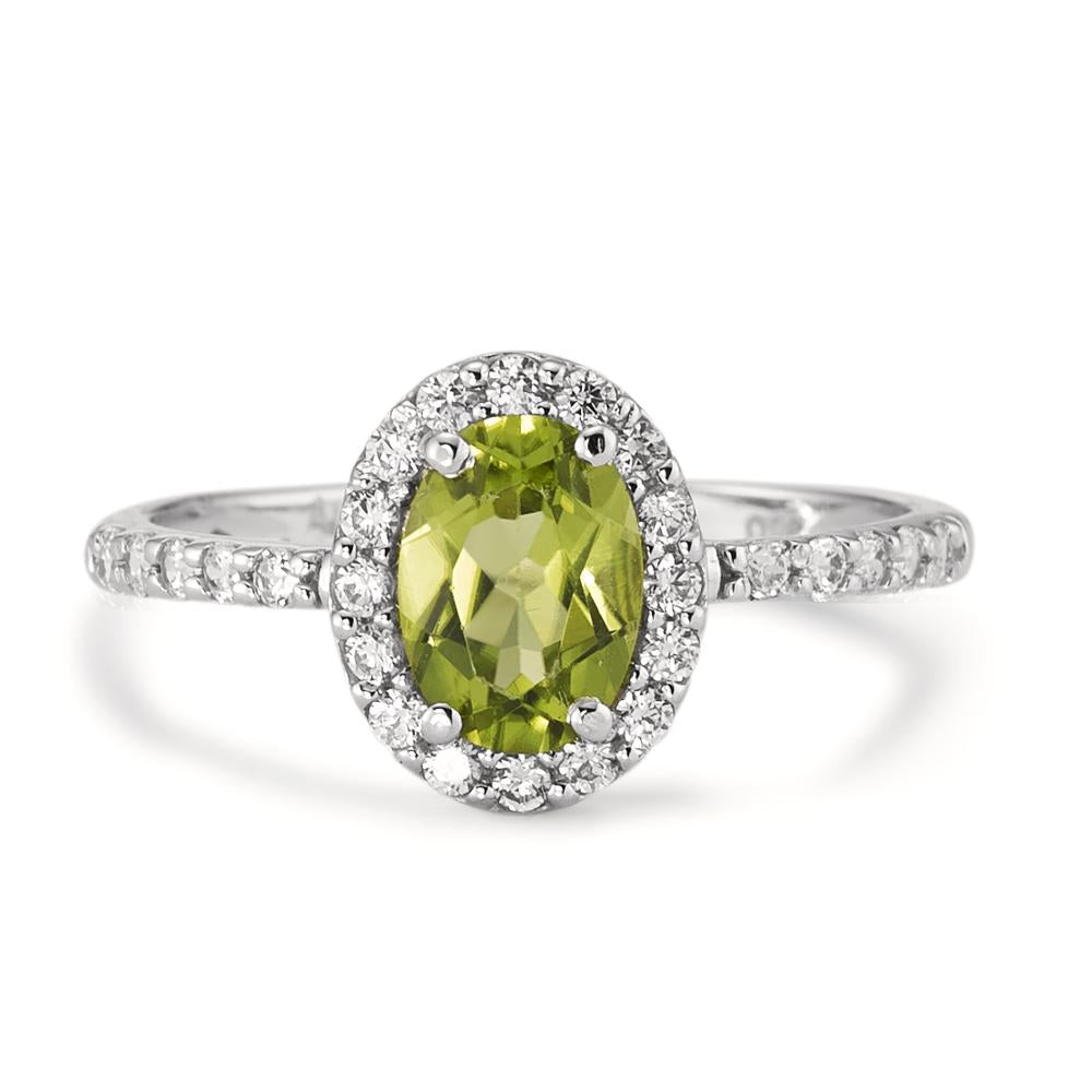 Fingerring 750/18 K Weissgold Peridot, Zirkonia weiss Ø10 mm