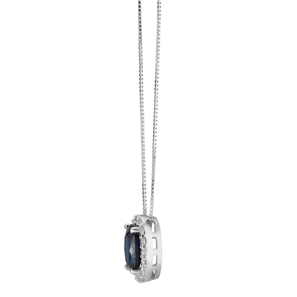 Collier 750/18K witgoud Zirkonia saffierblauw 42 cm