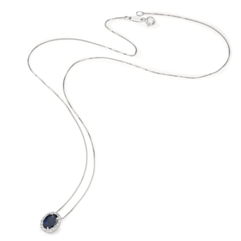 Collier 750/18K witgoud Zirkonia saffierblauw 42 cm