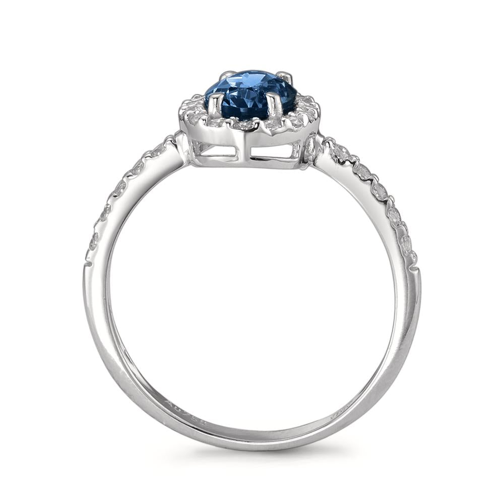 Ring 750/18K krt witgoud Zirkonia saffierblauw Ø10 mm