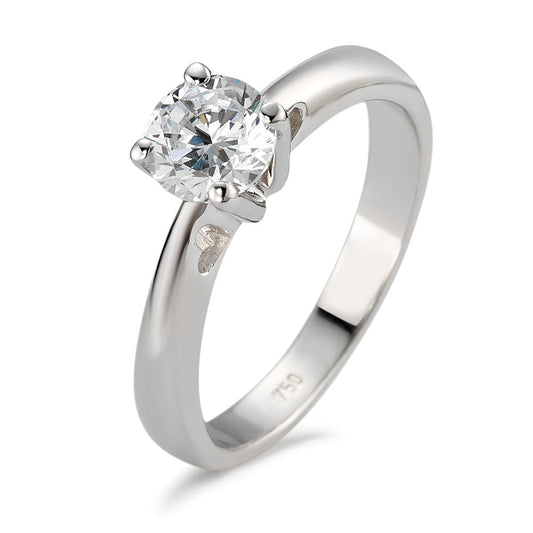 Solitaire ring 750/18K krt witgoud Zirkonia