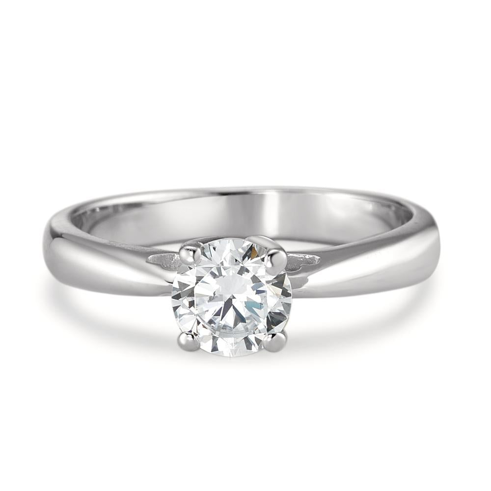 Bague solitaire Or blanc 18K Zircone