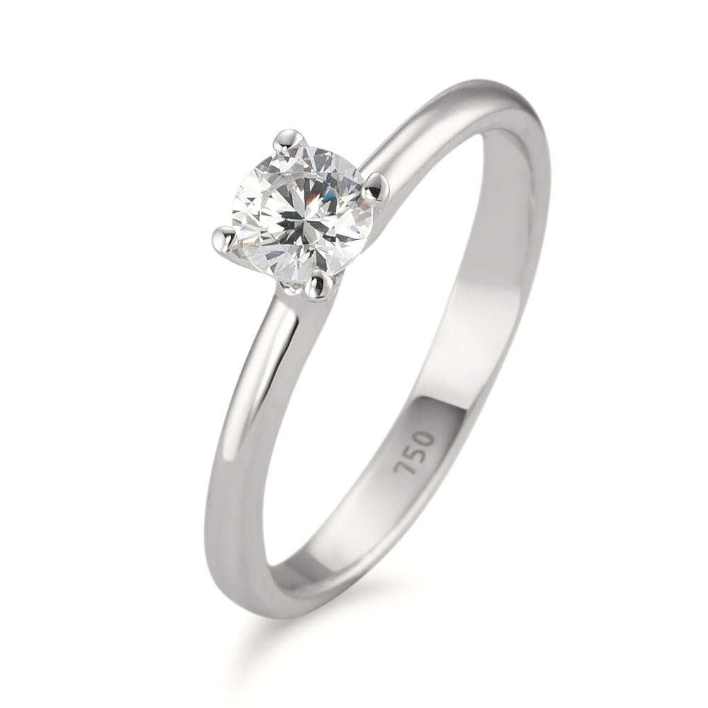 Bague solitaire Or blanc 18K Zircone