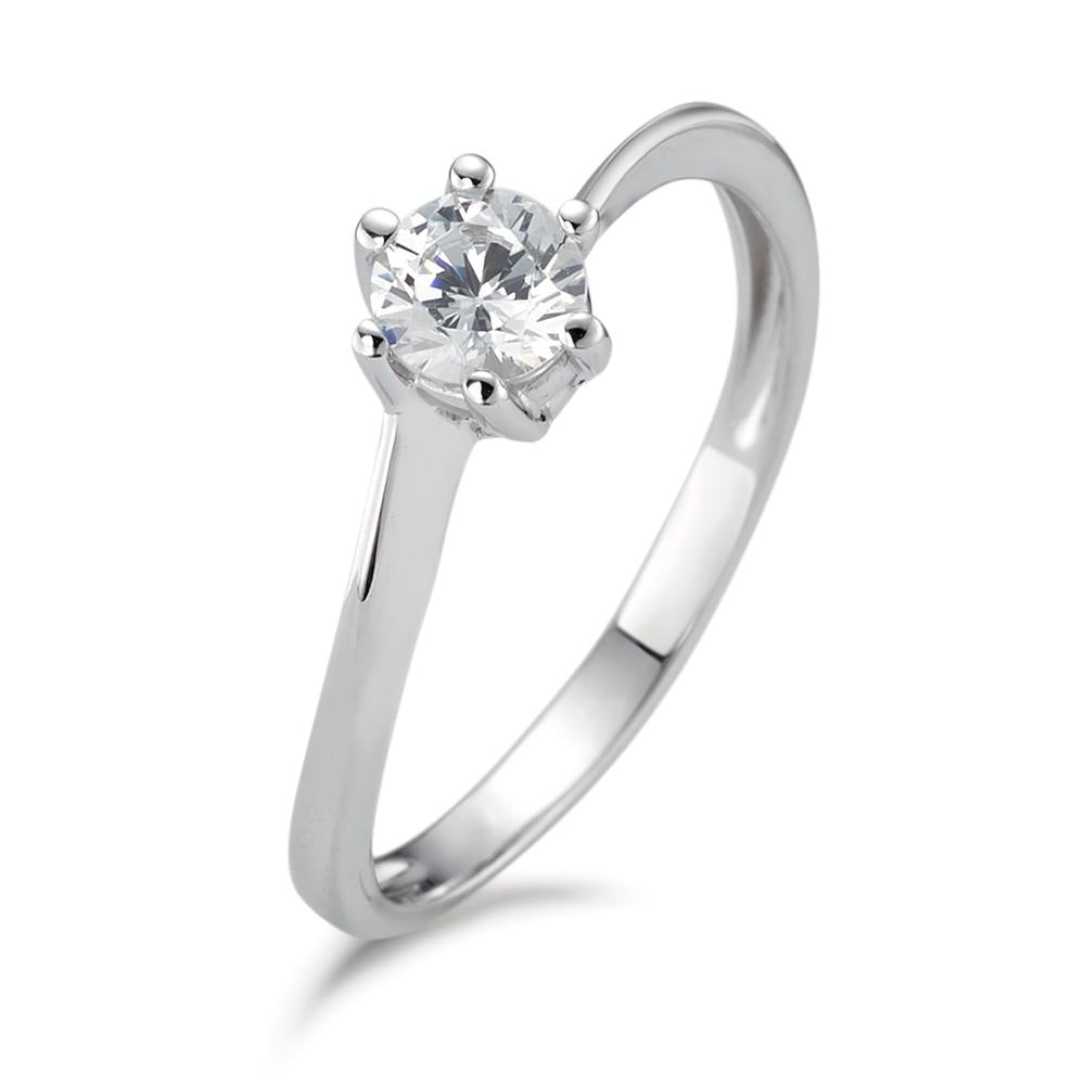 Bague solitaire Or blanc 18K Zircone