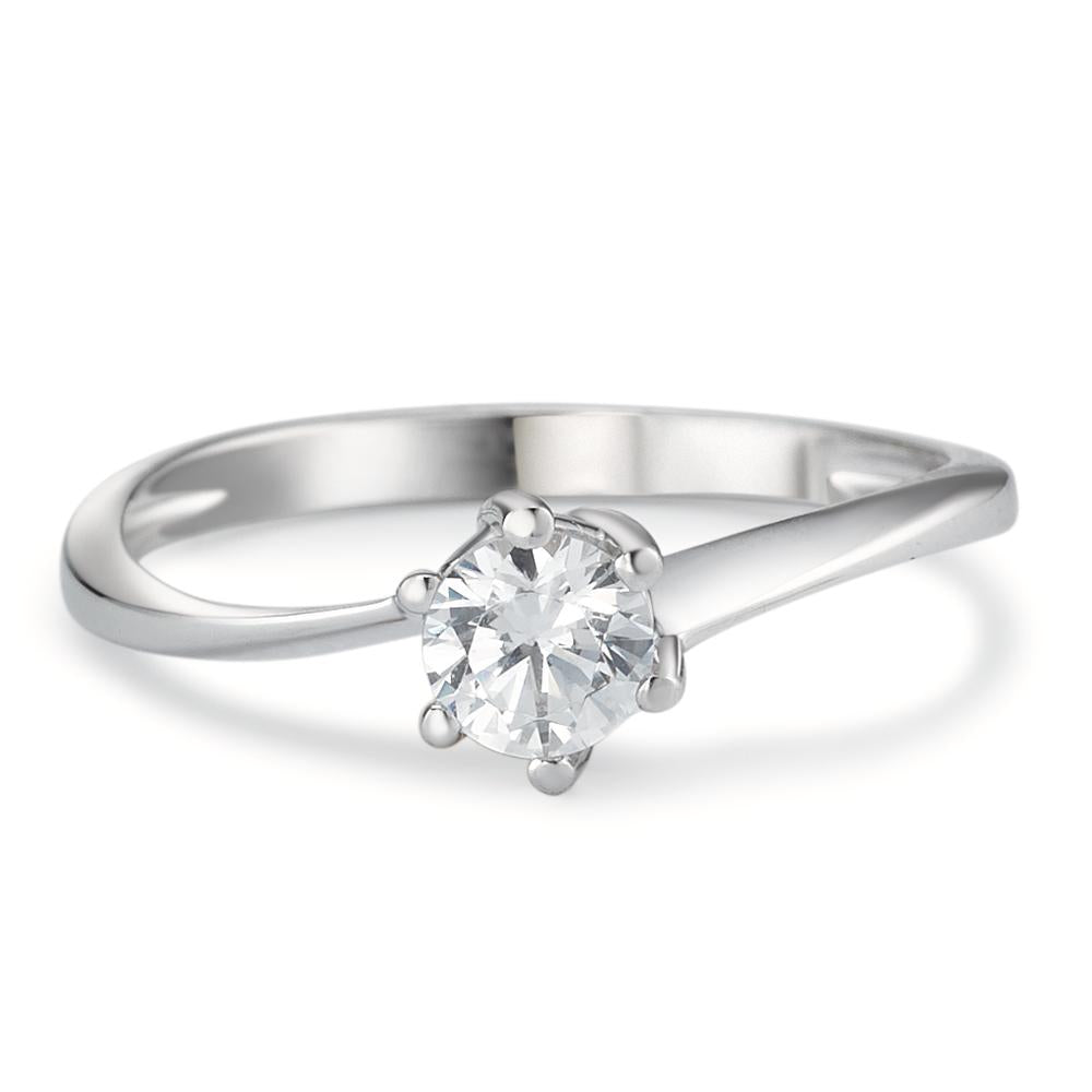 Bague solitaire Or blanc 18K Zircone