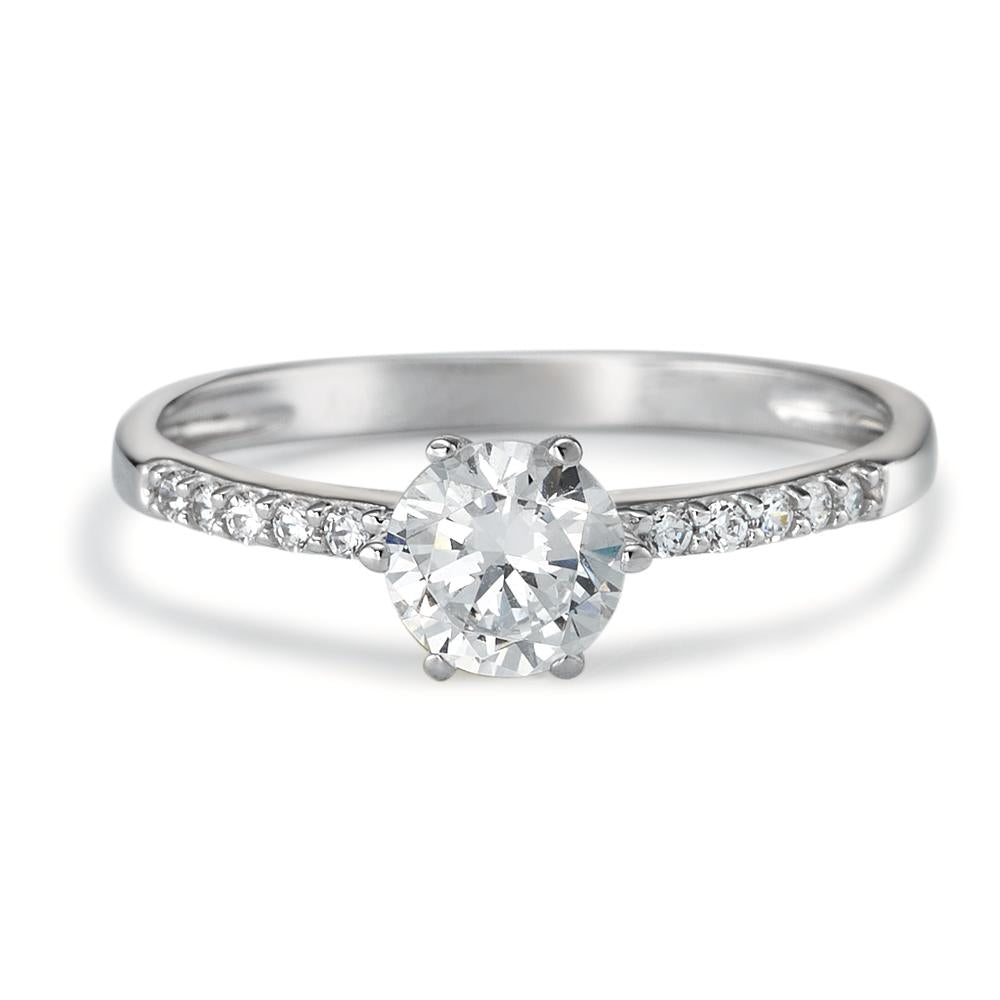 Solitaire ring 750/18K krt witgoud Zirkonia