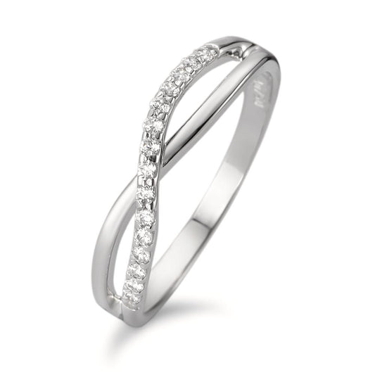 Fingerring 750/18 K Weissgold Zirkonia 15 Steine