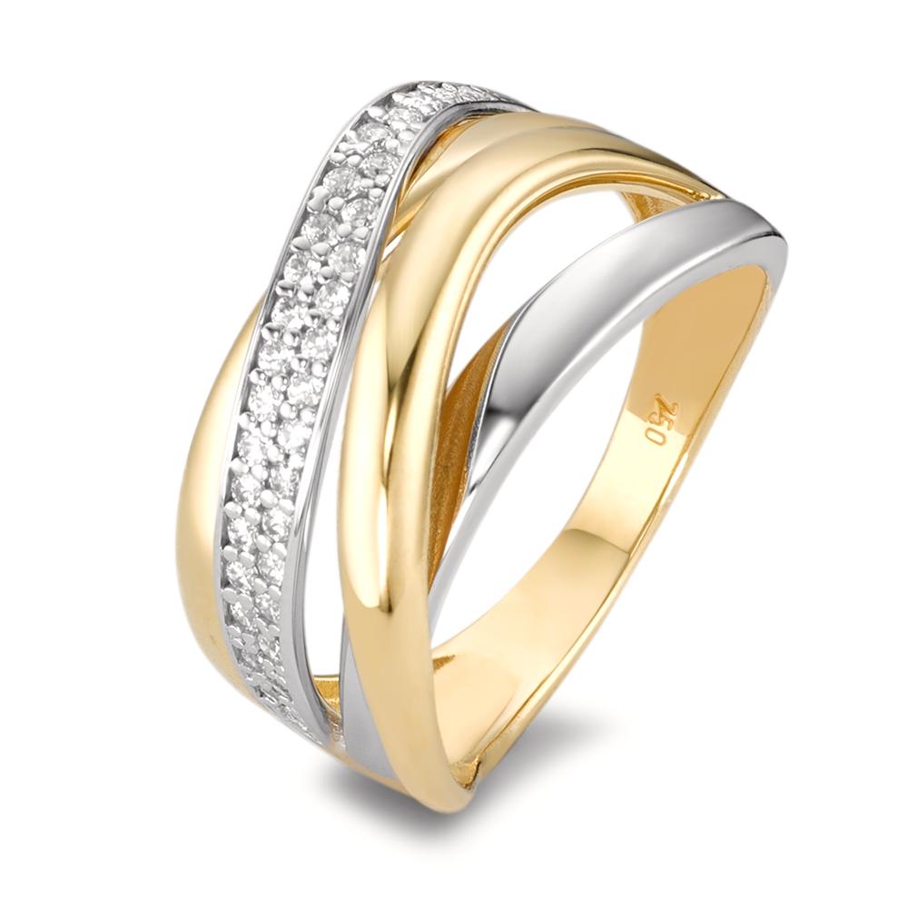 Ring 750/18 krt geel goud, 750/18K krt witgoud Zirkonia