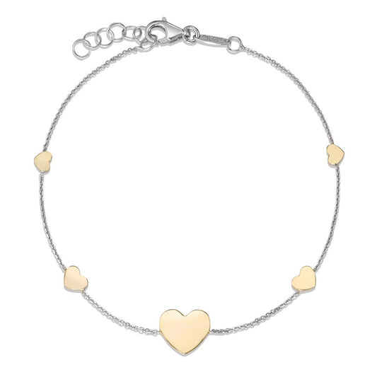 Bracelet Or blanc 18K, Or jaune 18K Coeur 17-18.5 cm