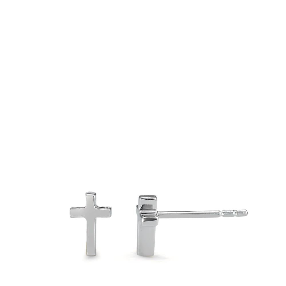 Clous d'oreilles Or blanc 18K Croix