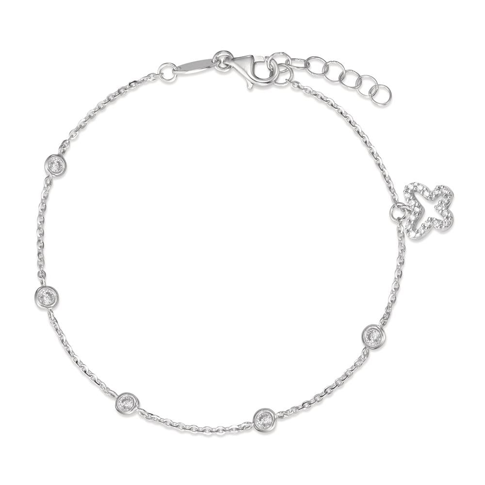 Bracelet Or blanc 18K Zircone Papillon 16.5-18.5 cm