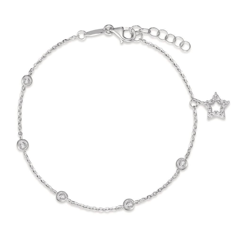 Bracelet Or blanc 18K Zircone Étoile 16-18 cm